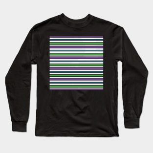 Purple Blue Green Black White stripes Long Sleeve T-Shirt